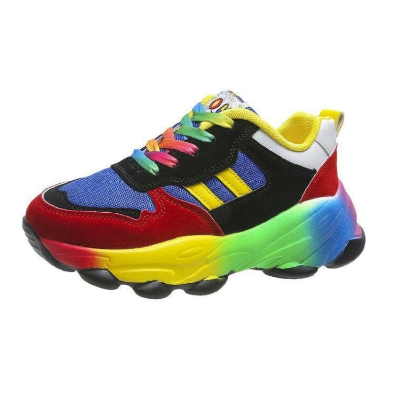 Unisex Colorful Rainbow Hip Hop Casual Shoes Blue / 35