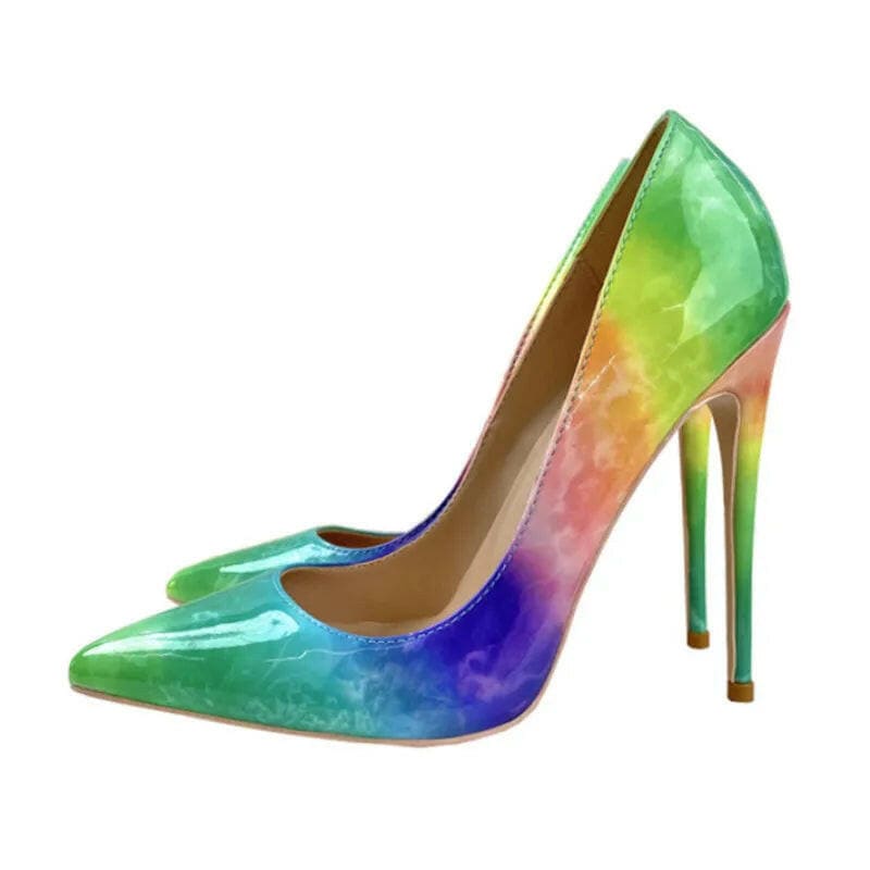 Unisex Rainbow High Heels with Narrow Pointed Toe