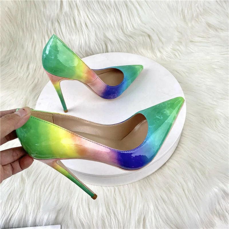 Unisex Rainbow High Heels with Narrow Pointed Toe