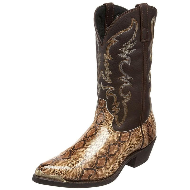 Western Cowboy Boots Snake Pattern Iron Toe Cap Casual