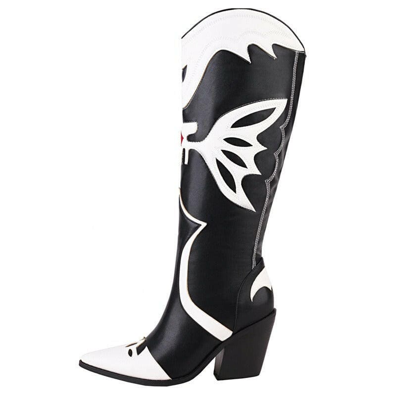 Western Cowboy Womens Knee High Boots Pointed Toe