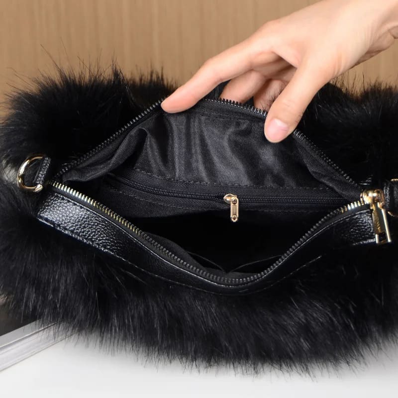 Winter Bright Color Faux Fur Fluffy Handbag