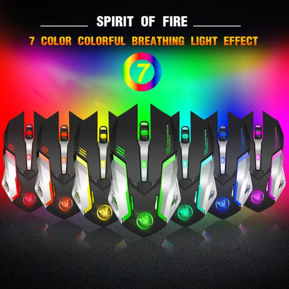 Gaming mouse with seven color-changing LED light effects.