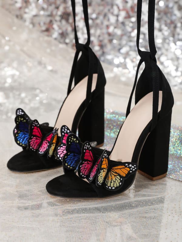 Women’s Butterfly Design Open Toe High Heel Sandals