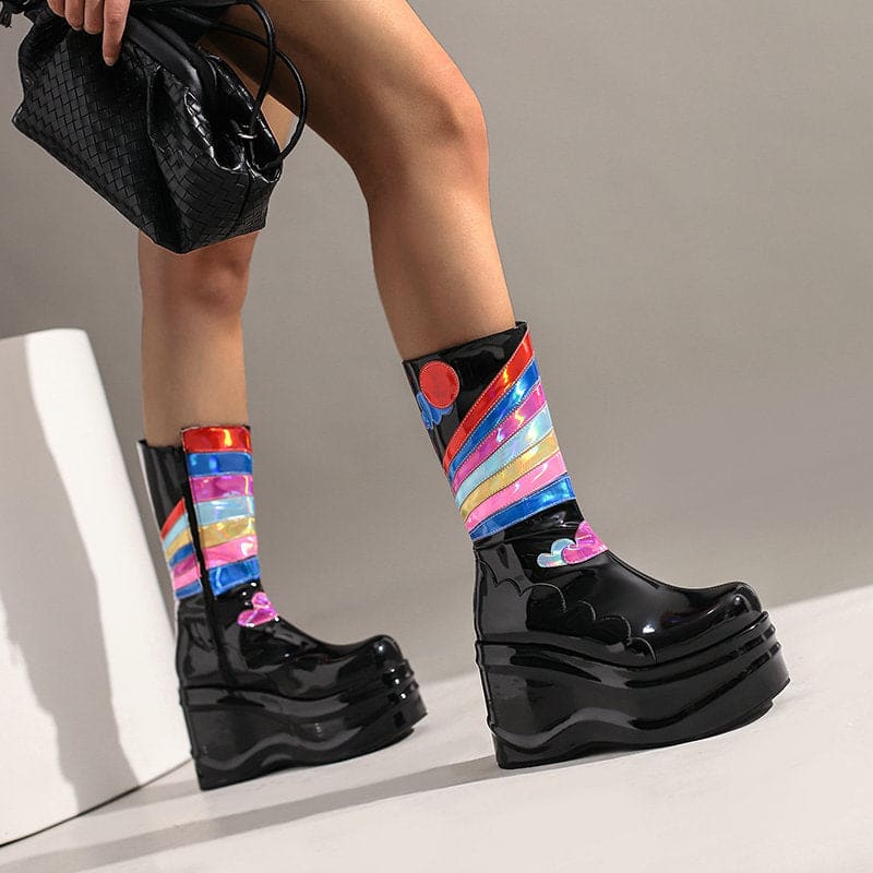 Women’s Fashion Platform Knee-high Punk Side Zipper Boots