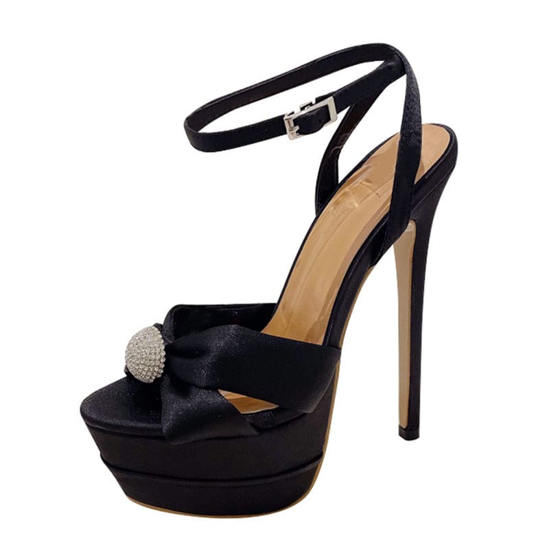 Women’s Peep Toe High Heel Platform Sandals With Diamante Detail - Pleasures and Sins   Pleasures and Sins