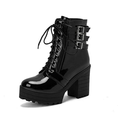 Womens Autumn Winter Heeled Short Boots for Style Black / 33