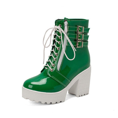 Womens Autumn Winter Heeled Short Boots for Style Green / 33