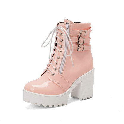 Womens Autumn Winter Heeled Short Boots for Style Pink / 33