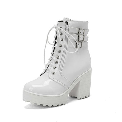 Womens Autumn Winter Heeled Short Boots for Style White / 33