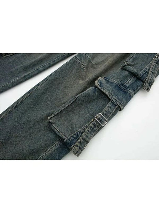 Womens Denim Cargo Long Vintage Casual Street Pants