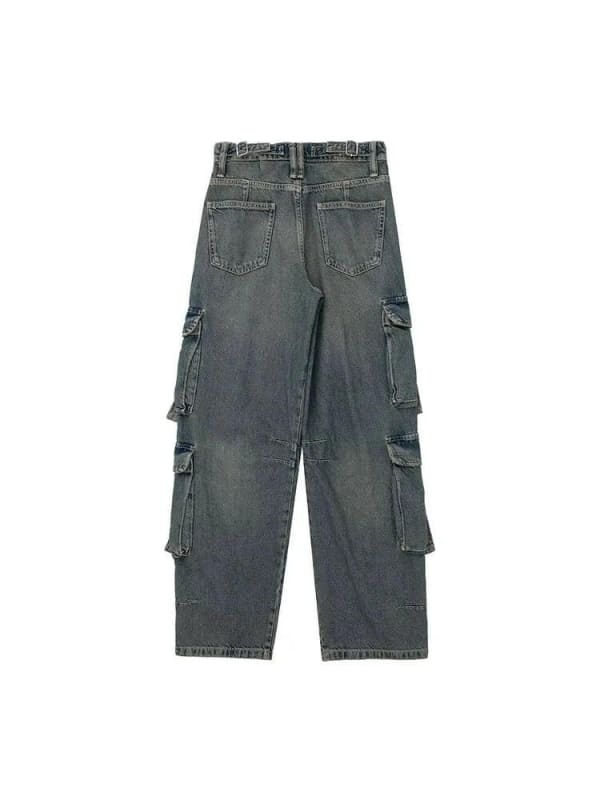 Womens Denim Cargo Long Vintage Casual Street Pants