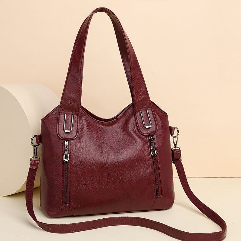 Women’s Fashion Large Capacity Handbag for Style Wine Red