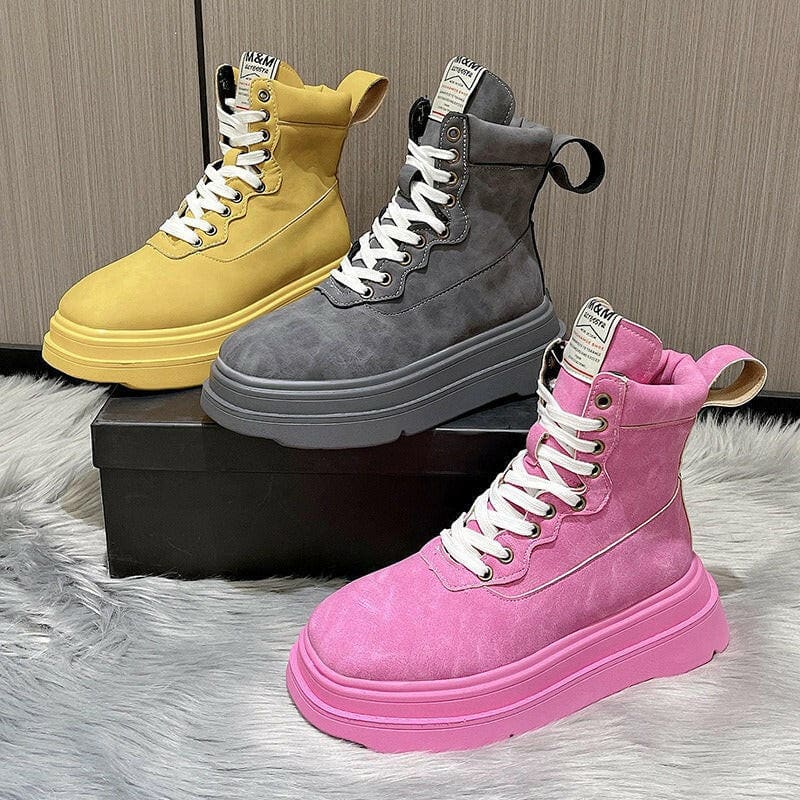 Womens Retro Boots Thick Soled Motorcycle Boots