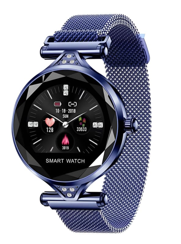 Womens Fashion Smart Watch Fitness with Diamante Strap blue