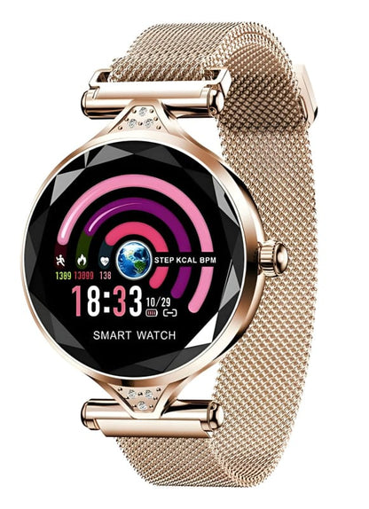 Womens Fashion Smart Watch Fitness with Diamante Strap gold