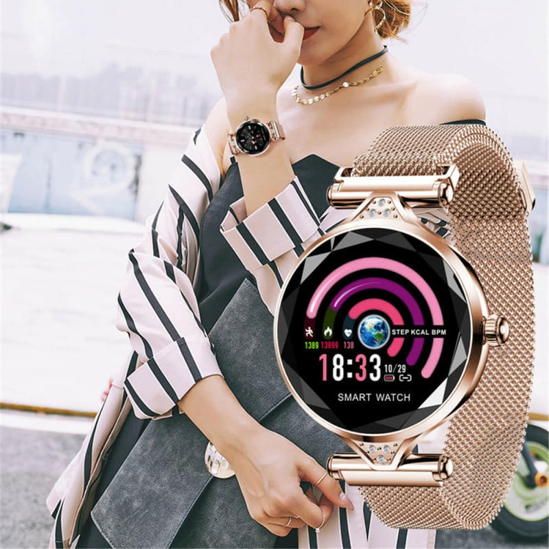 Womens Fashion Smart Watch Fitness with Diamante Strap