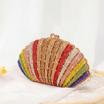 Women’s High End Rainbow Shell Rhinestone Clutch Bags