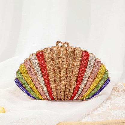 Women’s High End Rainbow Shell Rhinestone Clutch Bags