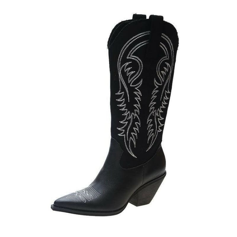 PU Leather Pointed Toe Western Cowboy Boots for Fashion