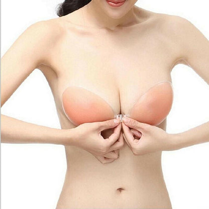 Adhesive silicone bra designed for strapless support and coverage.