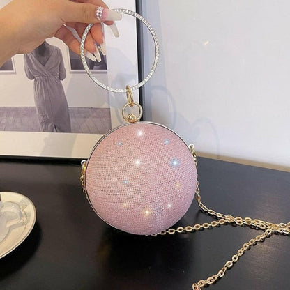 Womens Spherical Evening Bag with Diamond Details