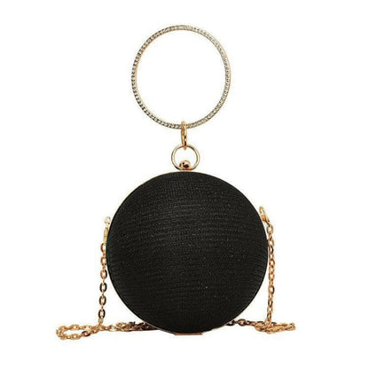 Womens Spherical Evening Bag with Diamond Details Black