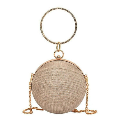 Womens Spherical Evening Bag with Diamond Details Gold