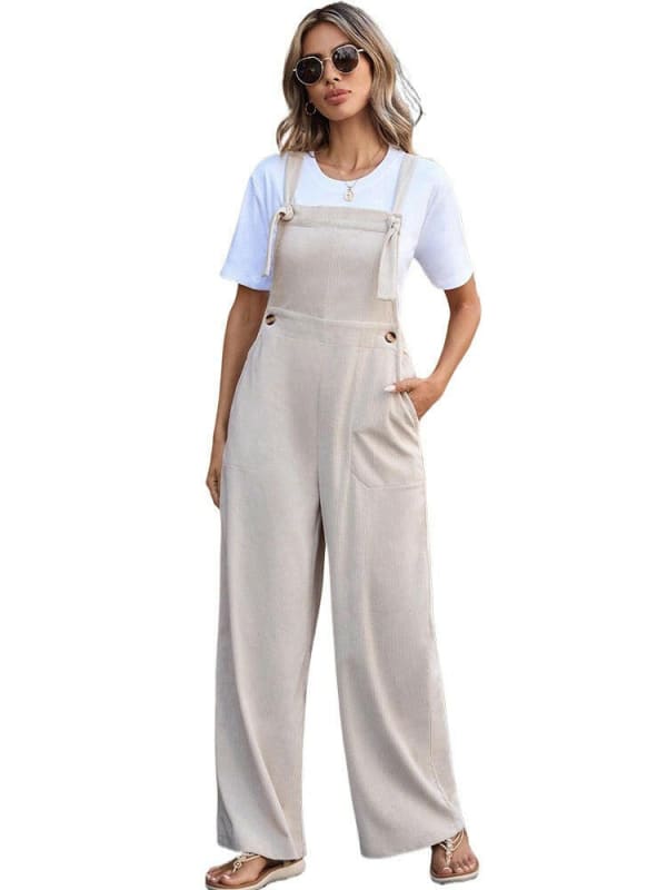 Womens Summer Casual Apricot One-Piece Dungarees