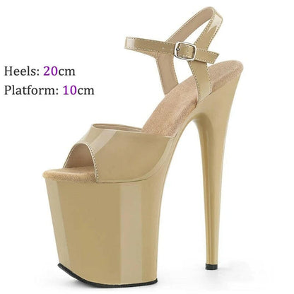 Womens Modern Stiletto Platform Pole Dance Shoes apricot