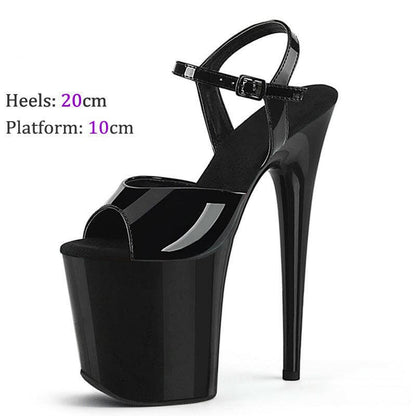 Womens Modern Stiletto Platform Pole Dance Shoes Black / 37