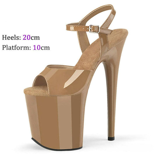 Womens Modern Stiletto Platform Pole Dance Shoes brown / 37