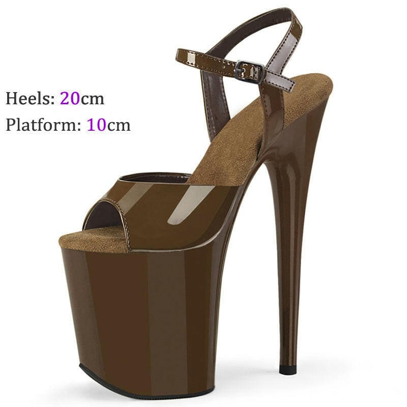 Womens Modern Stiletto Platform Pole Dance Shoes coffee / 37