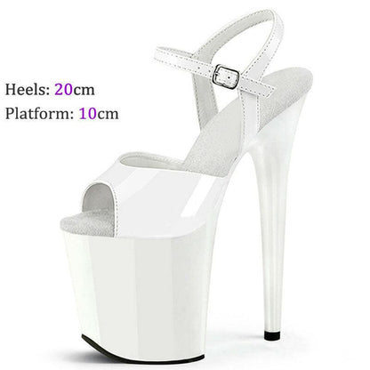 Womens Modern Stiletto Platform Pole Dance Shoes White / 37