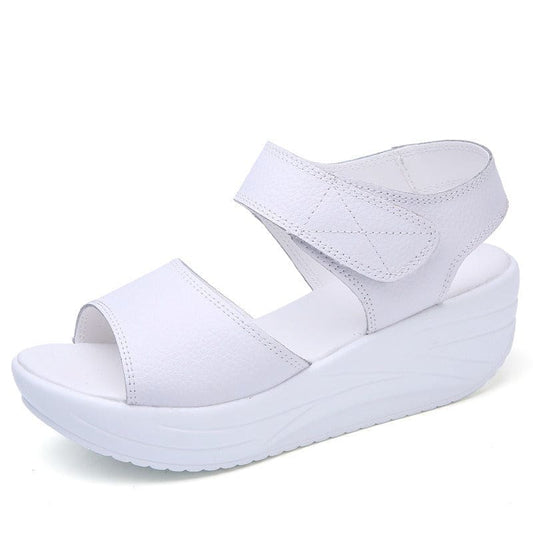 Womens Platform Casual Velcro Sandals for Students White