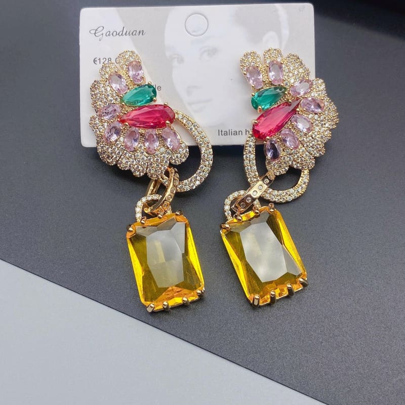 Zircon Precision Micro Inlaid Color Matching Earrings